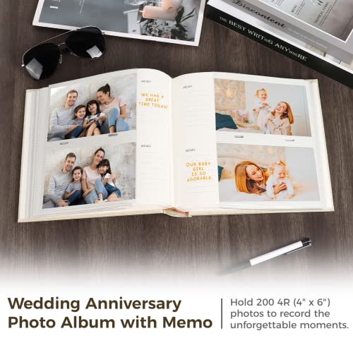 Wedding Anniversary Photo Album, Photo Album With 4 X 6 Inches 200 Pockets, Cloth Cover Photo Albums For Couples, Babies, Kids, Weddings, Anniversaries, Vocations #TOP1