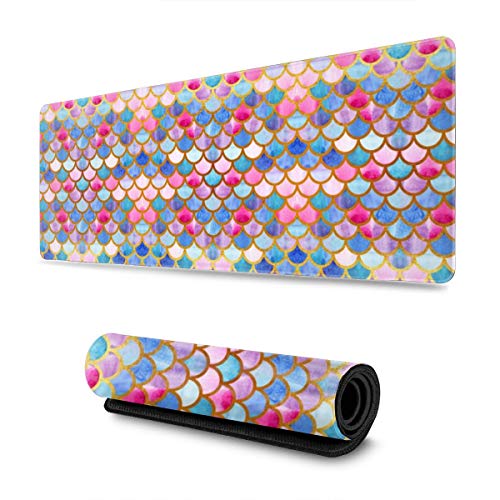 Gaming-Mauspad für Computer, 300 mm x 800 mm x 3 mm, bunt, Pink / Rot / Violett / Gold