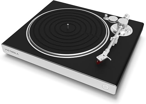Victrola Hi-Res Carbon - 2-Speed Turntable with Ortofon 2M Red Cartridge & Carbon Fiber Tonearm White/Silver