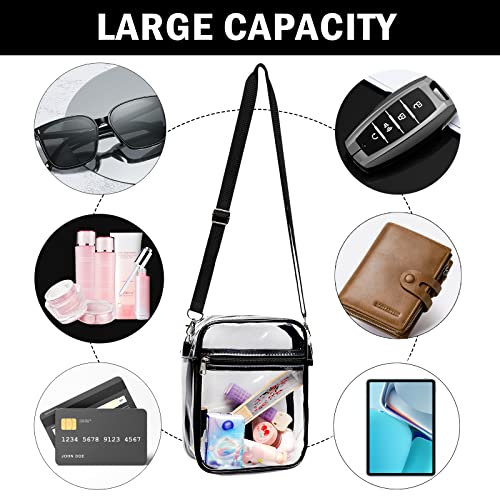 Clear Crossbody Bag - Stadium Approved PVC Purse with Adjustable Shoulder Strap and Front Pocket for Concerts, Sports, Festivals3