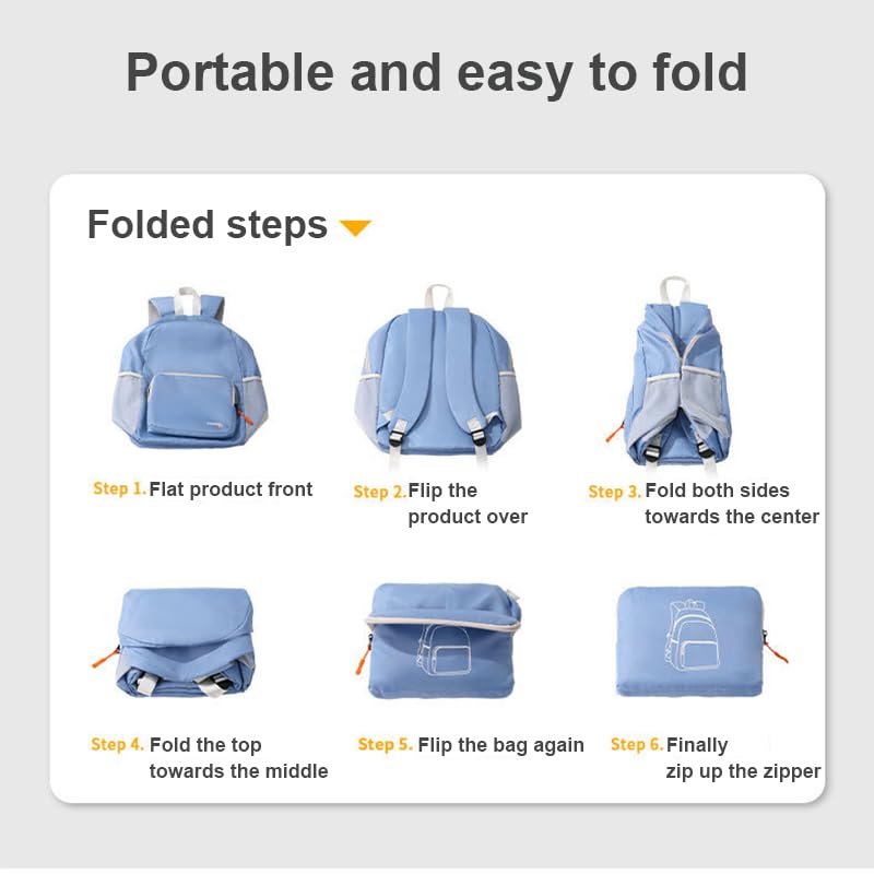 Mochila ligera plegable 30L impermeable negra miniatura 7