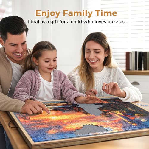 2 in 1 Rotating Tilting Puzzle Board with Drawers, 1500 Piece Jigsaw Puzzle Board with Protective Cover 4 Wheels 4 Sorting Trays, Puzzle Table for Puzzle Lovers, 35 X 27 Inch - Image 5