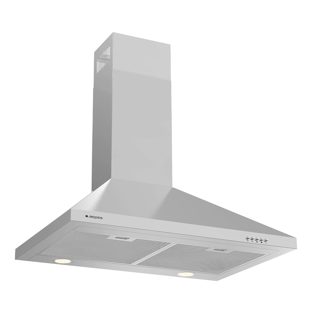 Aspes Campana Extractora Piramidal 70cm, Inox, ACPP700AIX. Potencia 623m3/h, 3 Velocidades, 2 Filtros, 69 dB Nivel Sonoro, Control Manual, Filtros aptos para Lavavajillas