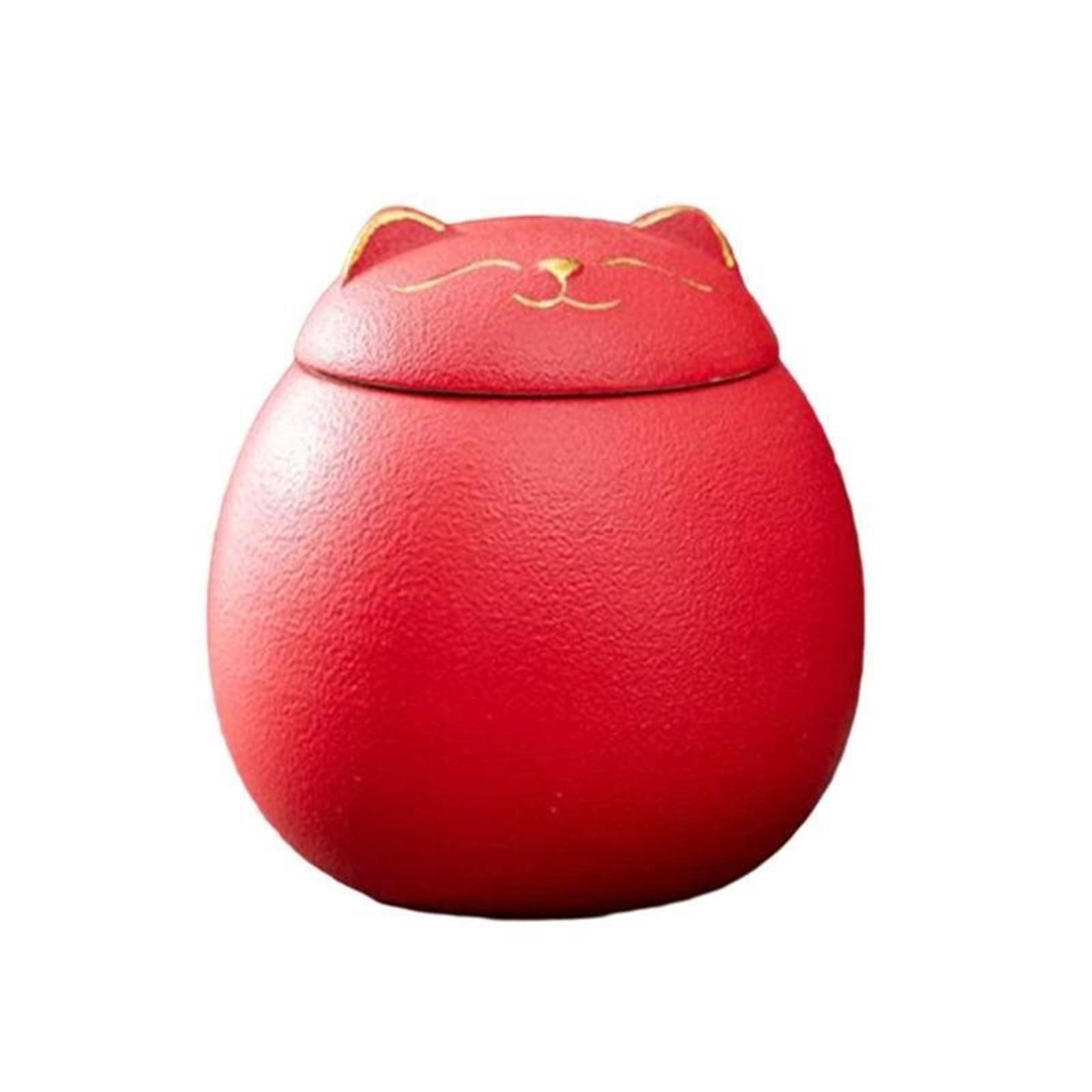 JINGYAN Tea Storage Jars Lucky Cat Sealed Storage Jar Convenient Travel Tea Caddy Box Kitchen Teaware Ceramic Crafts Gift Airtight