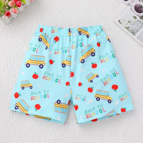 Image of IMEKIS Toddler Kids Back to School Outfit for Boys Girls Apple Pencils Print Dresses Shirt with Shorts Sets 3-8T