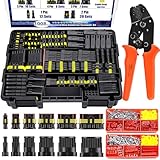 maierke 1008PCS 63 Sets Waterproof Automotive Electrical Connectors Waterproof Wire Connectors Automotive Replacement Ignition Plug Connectors 1/2/3/4/5/6 Pin with Ratcheting Crimper Pliers