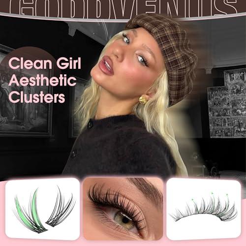 Image of Wispy Natural Lash Clusters CC Curl DIY Cluster Eyelash Extensions for Clean Makeup, Individual False Eyelashes Cat Eye Lash Clusters