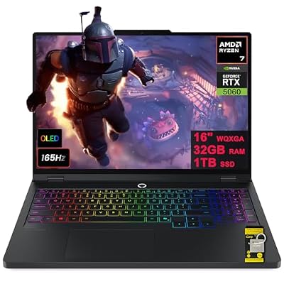 Lenovo Legion 5 Pro Gaming AI Laptop 16" WQXGA 2560x1600 OLED 165Hz 1100nits HDR Peak AMD 8-core Ryzen 7 8745HX 32GB RAM 1TB SSD GeForce RTX 5060 (Up to 572 AI Tops) RGB Backlit Harman Win11 ICP Hub