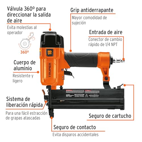 Clavadora neumática calibre 18 5 clavadora neumatica calibre 18 marca TRUPER (2)