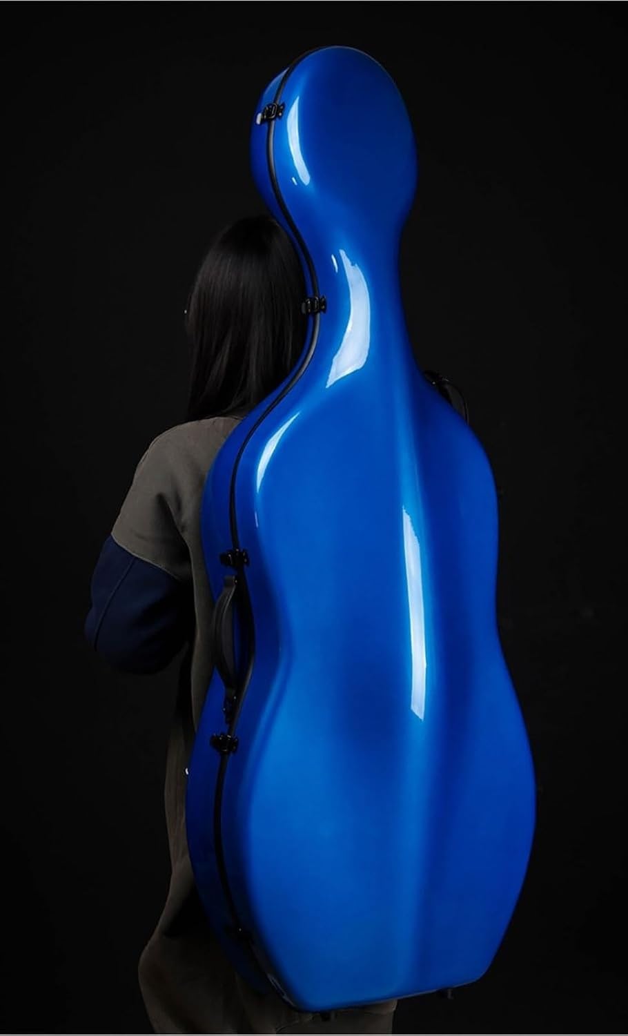 Estuche Violonchelo, Funda Rígida para Cello 4/4 con Ruedas y Correas de Mochila Azul