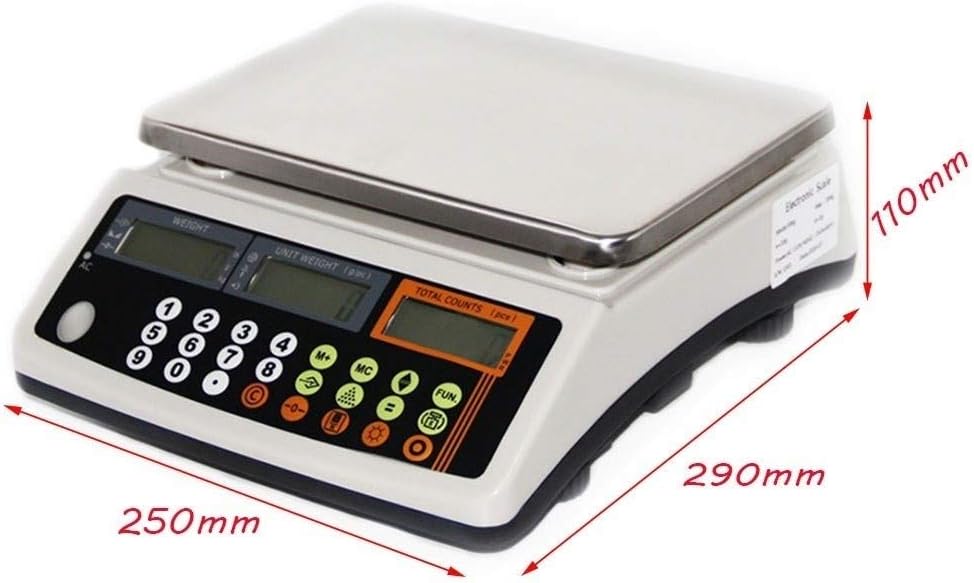 Electronic Platform Scales 66Lb/0.002Lb Industrial Counting Scale High Precision Digital Balance LCD Digital Ac 110-240V Dc,White-33Ib/0.001Ib