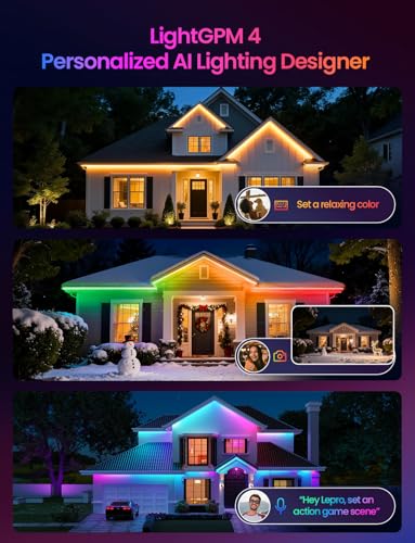 Lepro SW1 AI Smart Outdoor LED Strip Lights - 32.8ft IP65 Waterproof RGBCW Light Strips, 2700K-5700K Tunable Warm White, APP Control(No Remote), 2.4G Wi-Fi Lights for Holiday Decor, House, Porch, Eave - Image 4