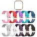 LEEFOX Compatible Fitbit Blaze Bands with Frame, Sport Silicone Replacement Strap for Fitbit Blaze Smart Fitness Watch Fitbit Blaze Accessory Wristbands Small,Laser 10Pack w/Rose Gold Frame Men Women