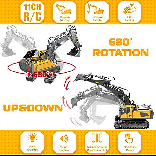 Samtop BC1043 Remote Control Excavator Toys, 11 Channel 1:20 Rc Construction Vehicles thumb #1