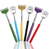 SENHAI 6 retractable scrapers with telescopic back, 3 bear claws and 3 molded combs, retractable massager with non-slip telescopic handle stainless steel and frosted rubber