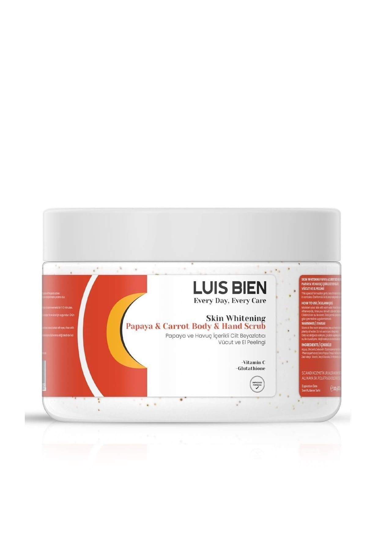 Luis Bien El Ve Vücut Peelingi | Papaya Ve Havuç Içerikli | 50Ml | Cilt Beyazlatma