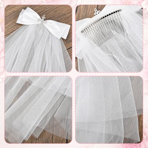 Girls First Communion Veil Headwear, White Bow and Cross Veil For Girls First Communion Dress Up4