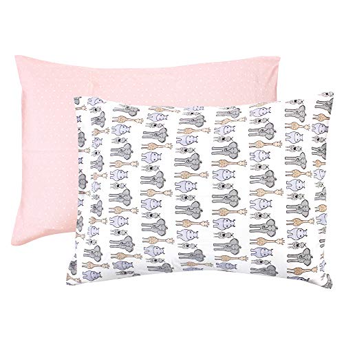 Image of Hudson Baby Unisex Baby and Toddler Cotton Toddler Pillow Case, Pink Safari, One Size