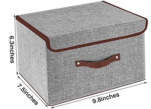 OWill Foldable Storage Boxes with Lids, Fabric Storage Cubes with Handles, for Home, Office, 25 X 19 X 16 cm(1pcs, grey) - Image 3