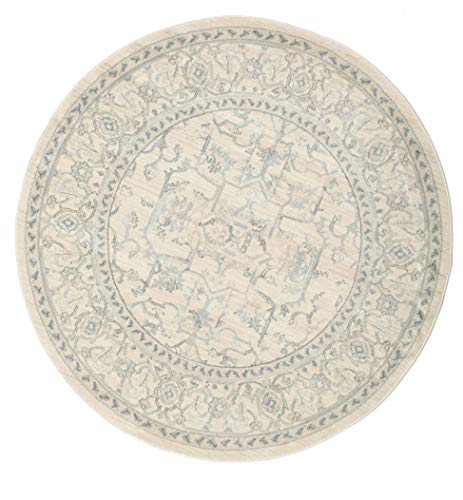 RugVista, Ziegler Manhattan, Fait à la Machine, Tapis, Tapis Oriental Ziegler, Longue Pile, ∅ 150 cm, Rond, Oeko-Tex Standard 100, Polypropylene, Couloir, Chambre, Cuisine, Salon, Blanc Cover