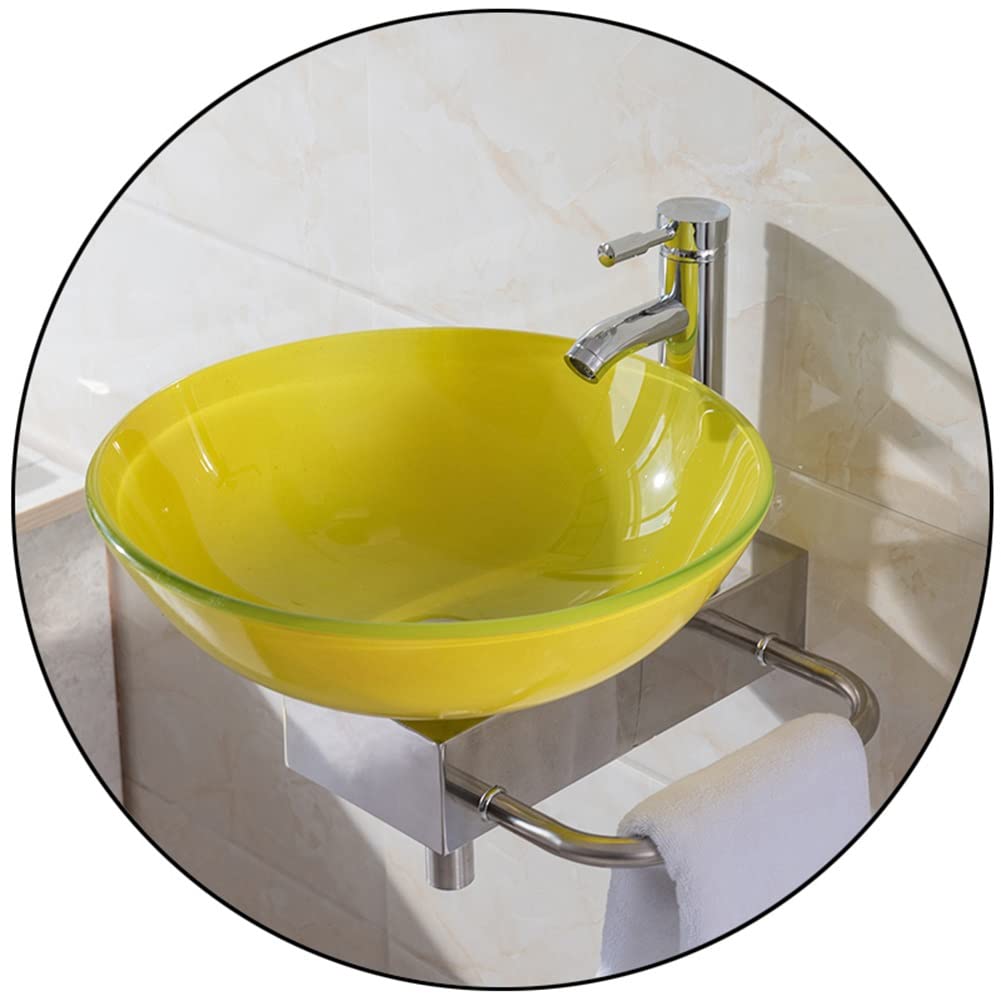 Mini-Waschbecken, kleines Badezimmer-Waschbecken, Wandwaschbecken, künstlerisches Waschbecken aus gehärtetem Glas, Waschbecken-Set (Farbe: Blau-A, Größe: 31 cm) Chaser of Light