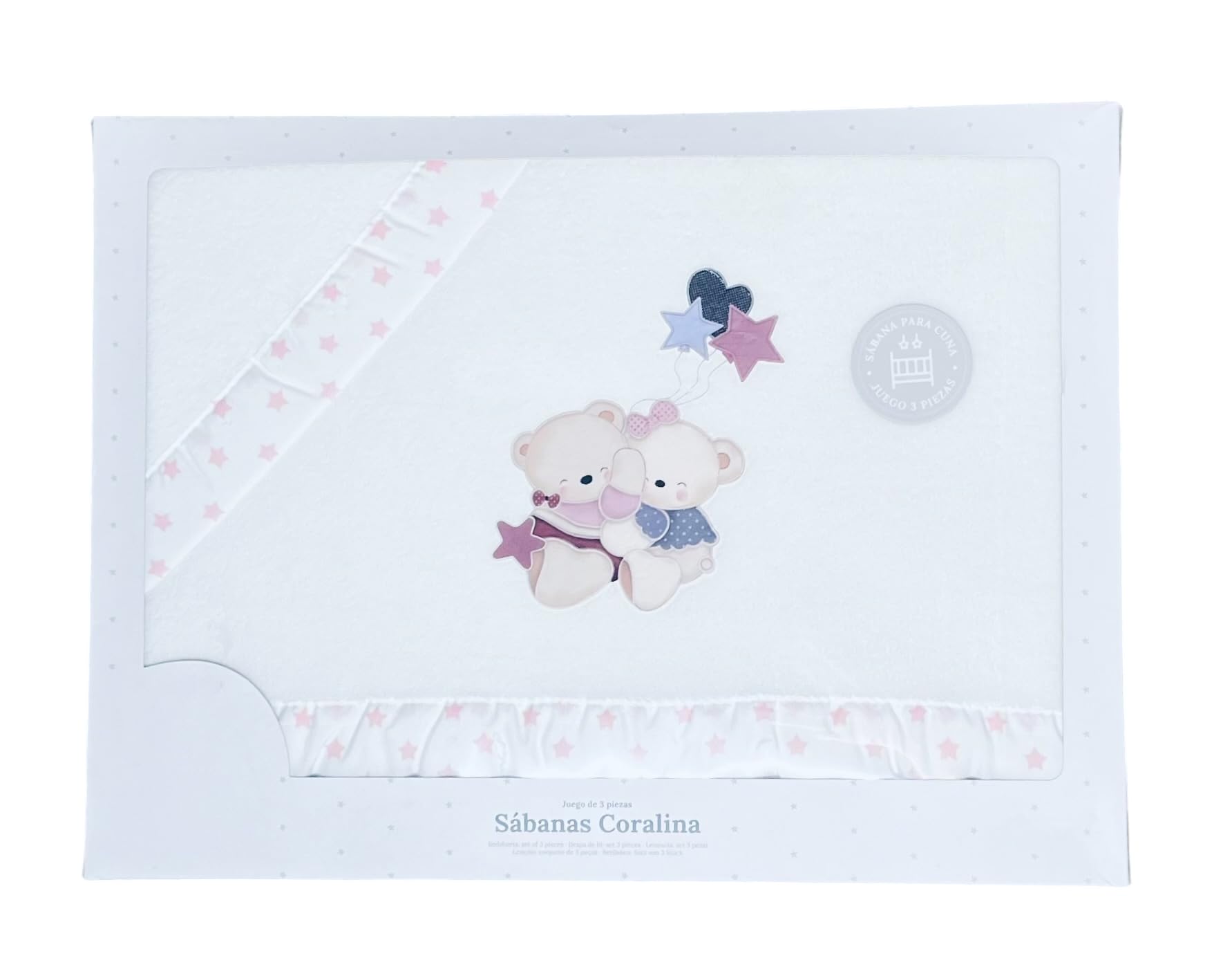 Danielstore Sabanas Cuna Bebe Sabanas Coralina Sabanas Cuna para Bebes Cuna Standard 60X120 Sabanas de Invierno Extrasuave Calida y Mullida- (Bajera+encimera+Funda Almohada)
