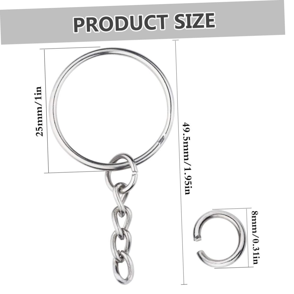 150 pezzi Kit Portachiavi Acciaio Inossidabile con Aghi Vite per Creazioni Fai da Te Accessori per Realizzazione Portachiavi e Decorazioni