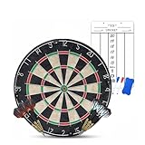 Regulation Bristle Dart Board Set, 18' High-Grade Compressed Sisal Darts Boards for Adults w/Print Numbers & Staple-Free Bullseye, Dartboard Set for Family Party/Room/Bar/Garage (Dart Board Set)