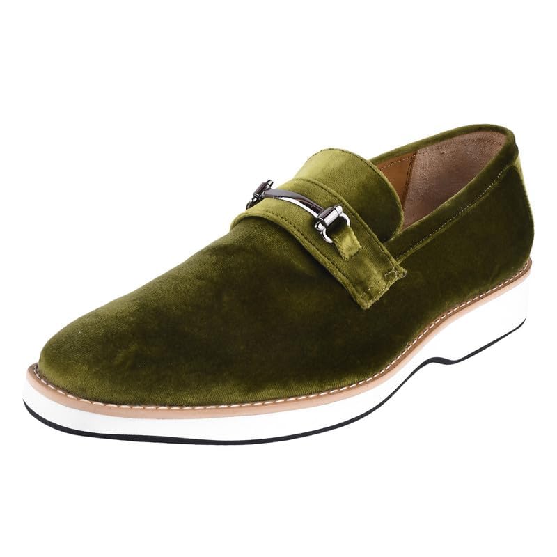 Image of LIBERTYZENO Mens Tuxedo Canvas Textile and Suede Leather Noble Loafers and Slip On Wedding Party Shoes for Easter Gift