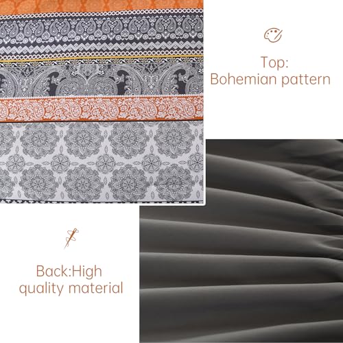 Image of Cottolester Boho Comforter Set Queen Size,8 Pieces Orange Bohemian Striped Bed in a Bag,Paisley Soft Microfiber Bedding Comforter Set