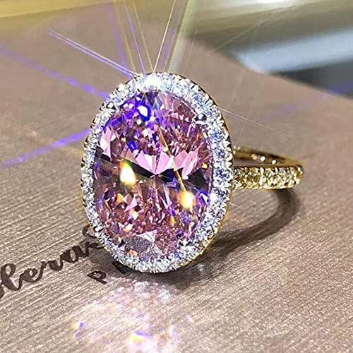 Cutesmile 18k Gold Filled Shiny Oval Cut Pink CZ Crystal Ring Band4