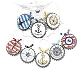 Nautical Wine Charms For Memorial Day Wine Charms and Independence Day Wine Charms - Glass Tag Ident
