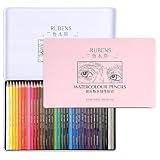 rubens Watercolor Pencils Sets, 36 Counts Soft Core Colored Pencils, Professional Artist Watercolor Pencils, Water Soluble Colors Pencils In A Metal Box for Adult Coloring, Drawing, Sketching