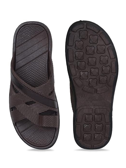 Image of AJANTA Men's PVC Sandal | Lightweight & Waterproof | Cross Strap | Open Toe Slipper for Indoor & Outdoor | Anti Skid Outsole for Firm Grip