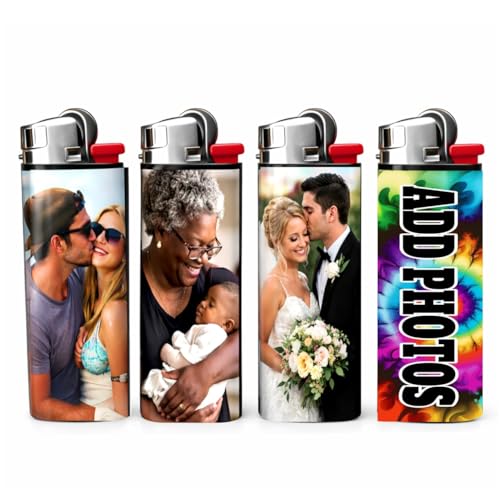 Custom Lighter Stickers Personalized Photo Wraps for Disposable Pocket Lighters Laminated Sticker Decals Fits Standard BIC Size Lighters Sub-Pressions (4)