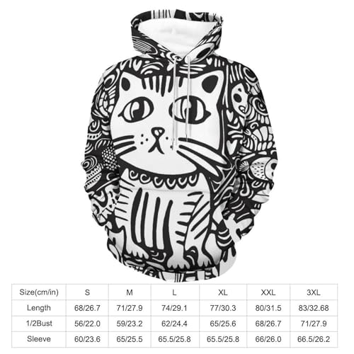 Sweatshirt poisson et chat noir pullover manches longues taille S - 3