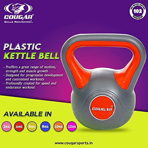 Cougar Plastic Kettlebell for Home Gym, Kettlebells for Strength Training, Fitness & Cardio Training (Grey-Orange 8Kg) 3 51F1psnGLHL