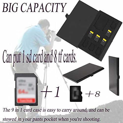Sd Card Holder Case , Pctc Tf Memory Card Holder Case Aluminum Alloy Hard Shell ,9 In 1 Capacity For 1Sd Cards And 8Tf Cards(9 Slots) #TOP3