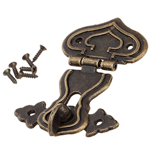 Image of 1pc Lock Hasp Hook Metal 5 Screws Retro Bronze Decorative Wooden Box Case Chest Padlock Vintage Iron Hardware 63x47mm