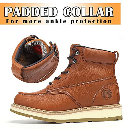 Image of Mens Work Boots Composite Toe Soft Toe Waterproof Slip Resistant Puncture-proof Moc Toe Construction Work Boots