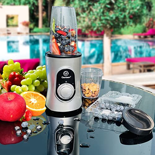 Genteen Smoothie Bullet Blender For Shakes And Smoothies,650W Personal Blender | 8 Pcs Smoothie Blender With 3 Speeds,24+17Oz Travel Bottles Bpa Free Single Serve Blender For Protein Shakes (Silver) #TOP1