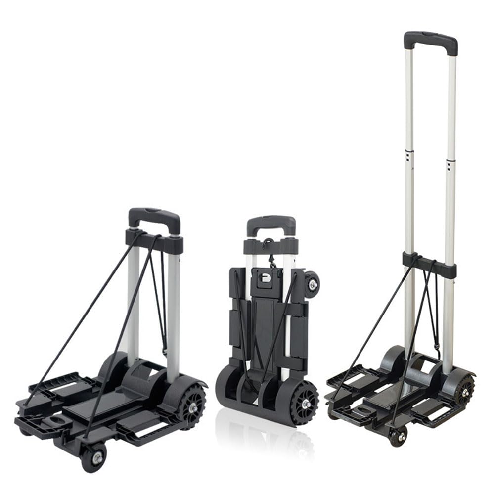 QUTBAG Carrello a Mano Pieghevole, Carrello Pieghevole con 4 Ruote, Carriola per Sacco Pesante da 35 kg, Mini Carrello per Bagagli per Carrello da Ufficio per Traslochi Automatici Viaggio Bagagli