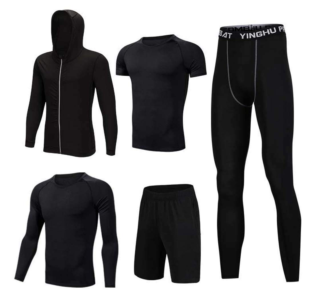 Męski zestaw odzieży sportowej, kompresyjnej, na siłownię, fitness, szybkoschnąca koszulka sportowa, legginsy gimnastyczne do biegania na rowerze, warstwy bazowe, rajstopy z luźnymi