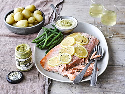 Tracklements Dill Mustard Sauce | An Ideal Condiment for Smoked Fish, Salmon and Salted Fish or Partnered with Salted Beef Toasties | Vegetarian Friendly | Gluten Free | 140g Jar (Pack of 2)