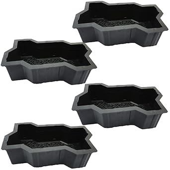 Reyal Zigzag Paver Block Mould Pack of 4 (Black PVC) Make in India | PVC Rubber Mould | Outdoor Paving Stone Maker