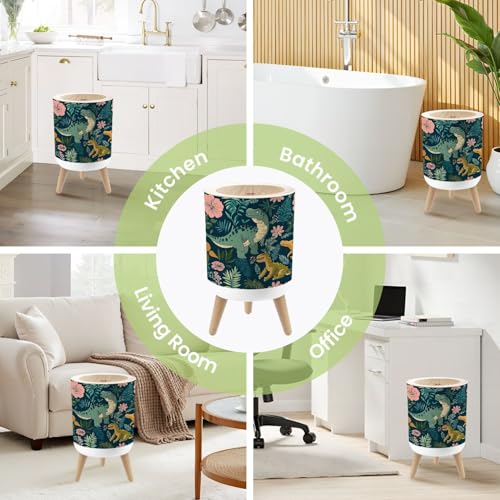 Caneca de basura redonda con tapa y patas 7L miniatura 6