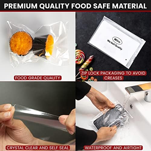 Self Seal Clear Cellophane Bags Pack of 100 (5 x 7 Inches) Food Safe Cookies Bags, Small Cellophane Bags for Cookies, Sweets, Gifts, Jewellery, cards for Christmas, Halloween, Birthday