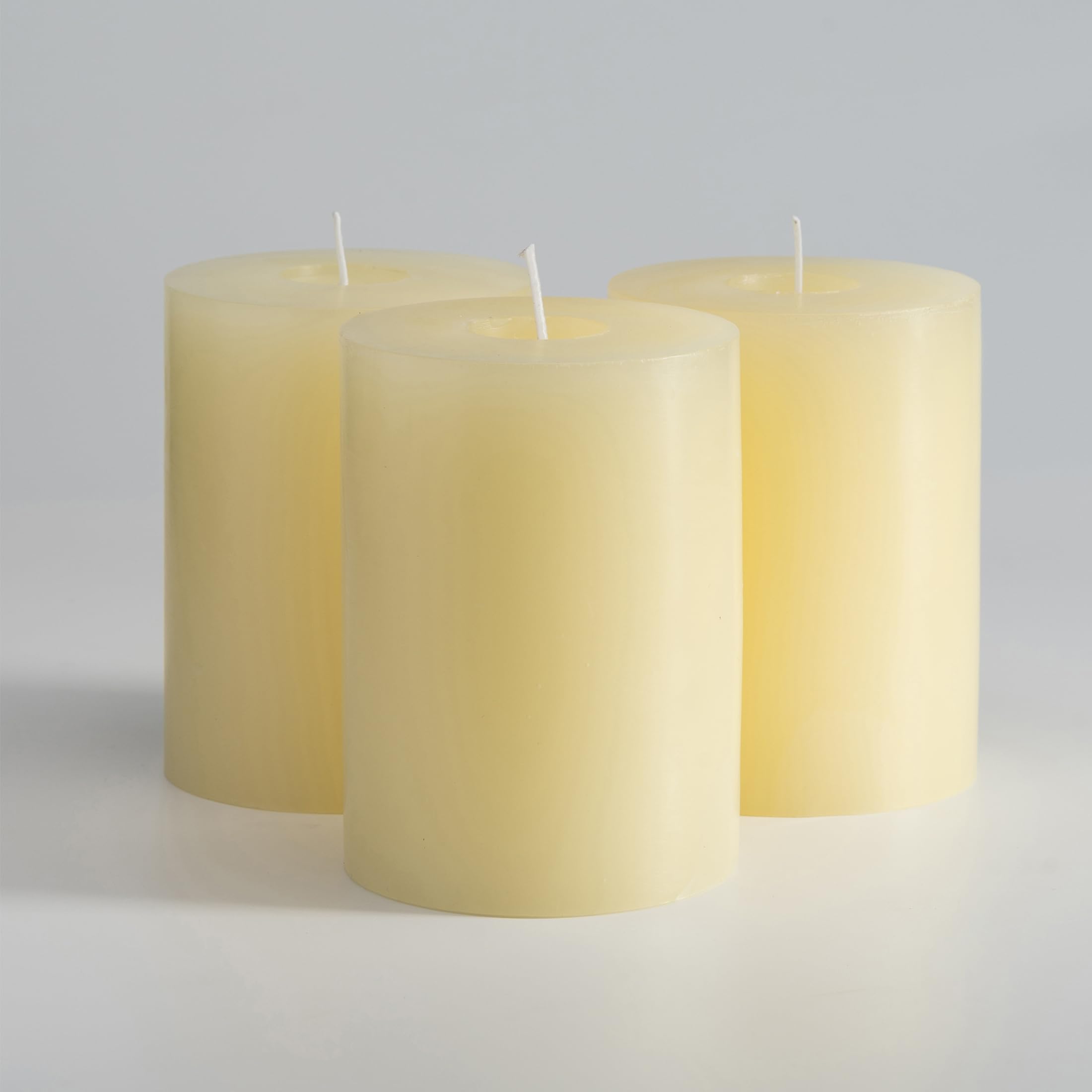 Memoward Pillar Candles Cream Large Set of 3 Long Burning Time Approx. 50+ Hours, Clean Burning, Unperfumed