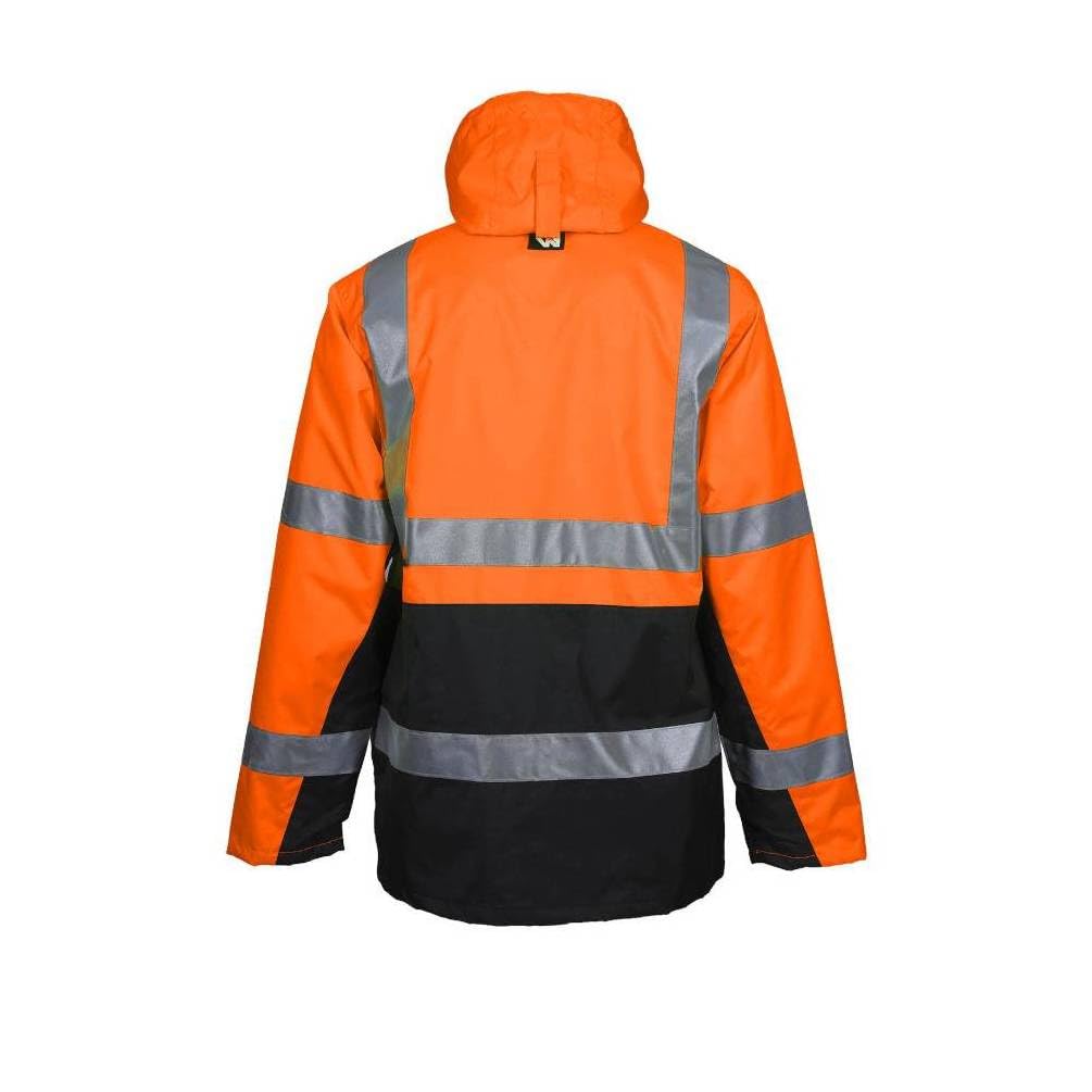 D-Work Parka de alta visibilidad de trabajo Wellington, talla M, naranja neón y resistente
