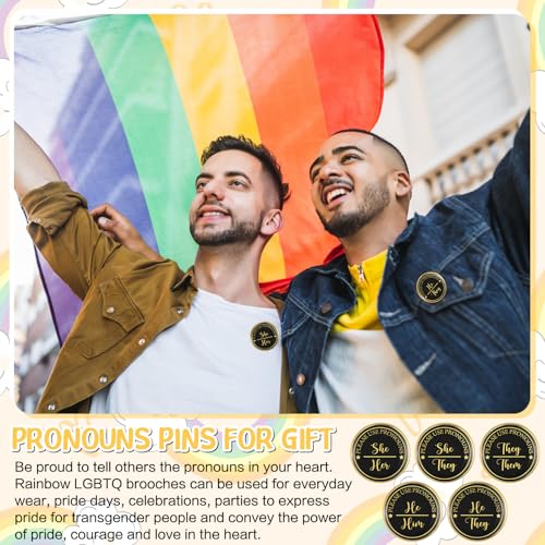 100 Pcs Pronoun Pins Gender Identity Pins Pride They Them She Her LGBTQ Bisexual Pansexual Lesbian Trans Pin for Pride Parade Festivals Shirts Clothes 5